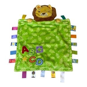 Taggies Lion Plush Stuffed Animal Lovey Security Blanket Green Leaf ABC